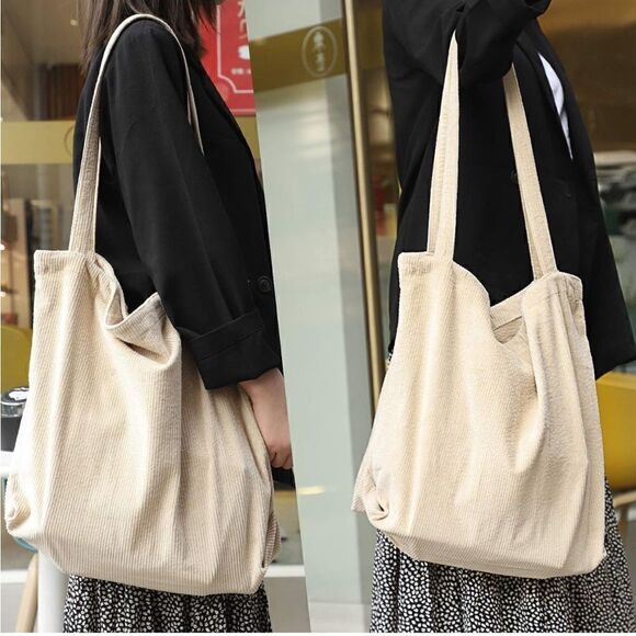 Cream Corduroy Shoulder Bag  - Picture 5 of 5